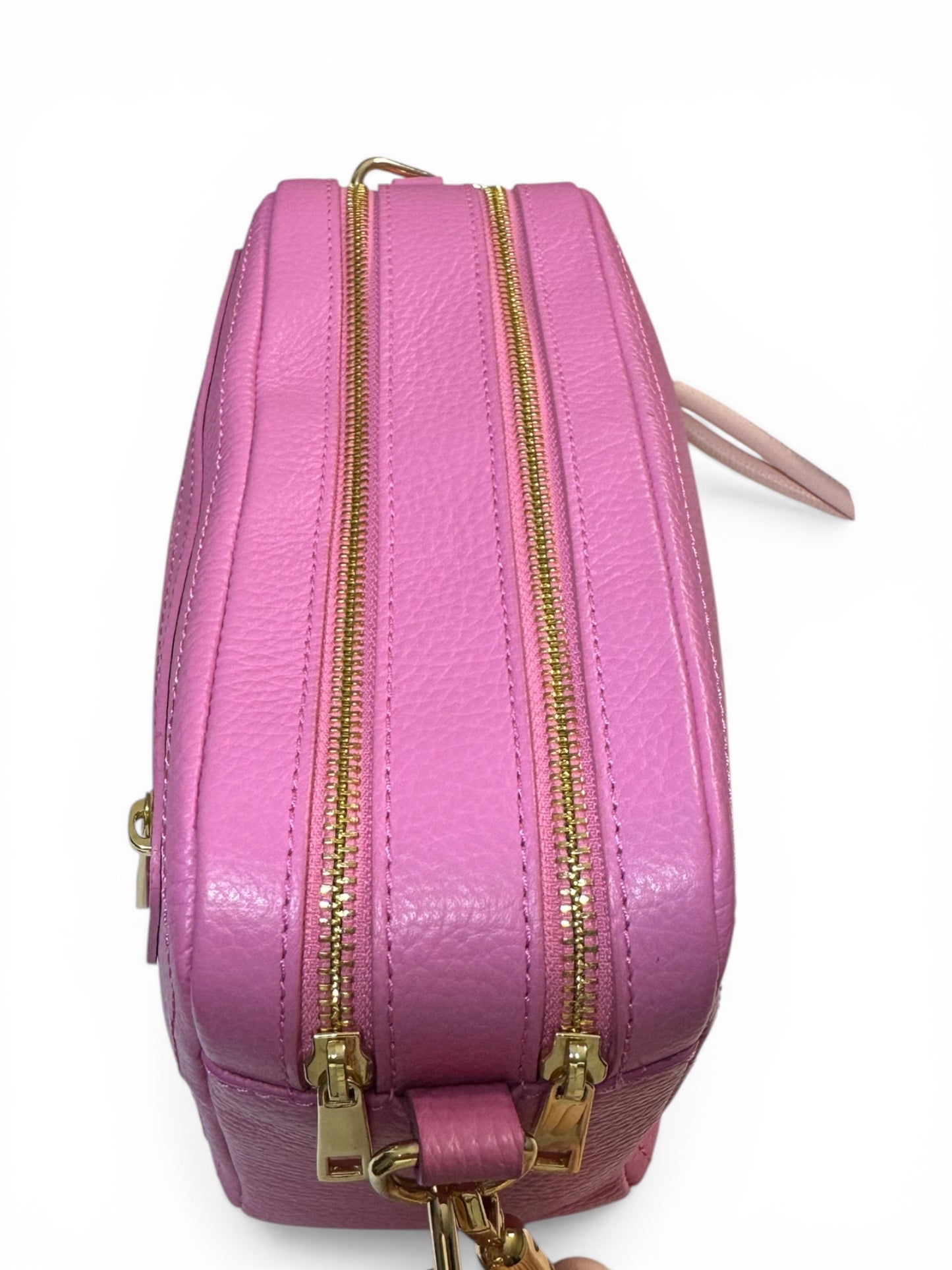 Borsa “Saponetta” doppia zip in pelle martellata
