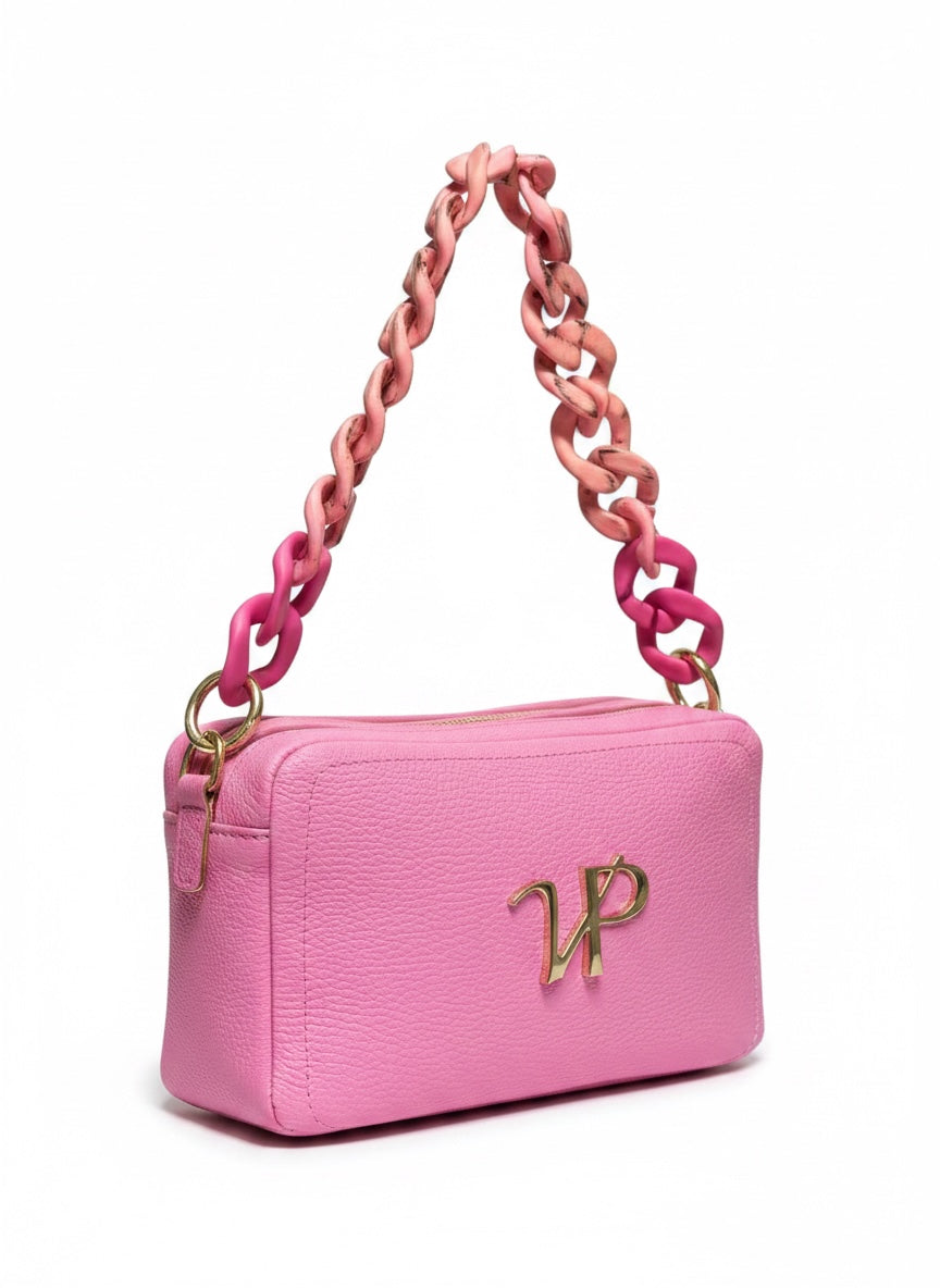 Borsa “Saponetta” doppia zip in pelle martellata