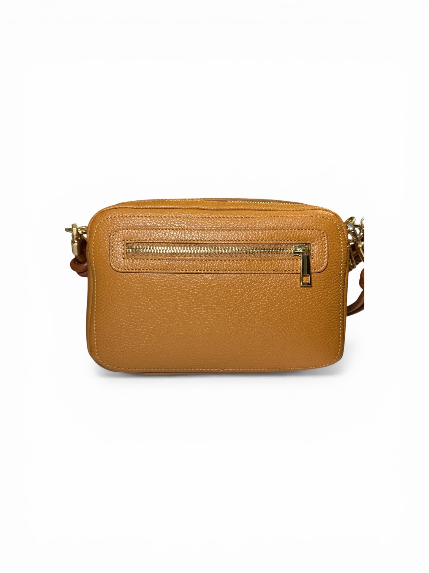 Borsa “Saponetta” doppia zip in pelle martellata