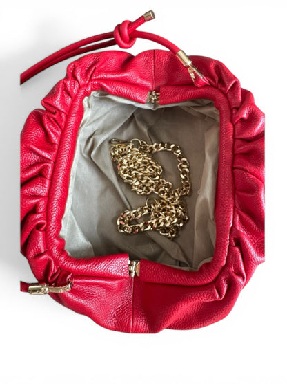 Borsa pouch in pelle martellata,