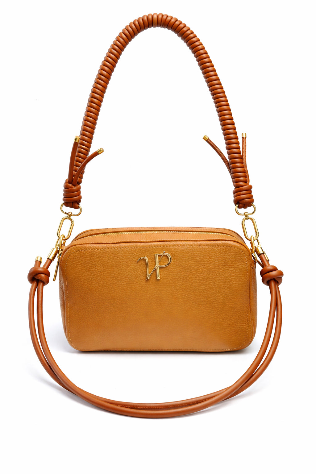 Borsa “Saponetta” doppia zip in pelle martellata