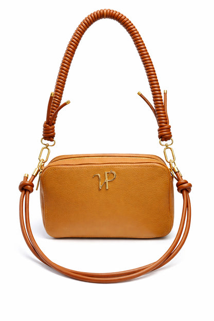 Borsa “Saponetta” doppia zip in pelle martellata