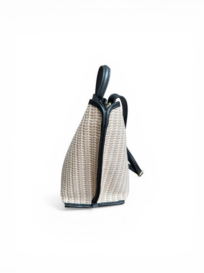 Borsa a mano in pelle e rafia