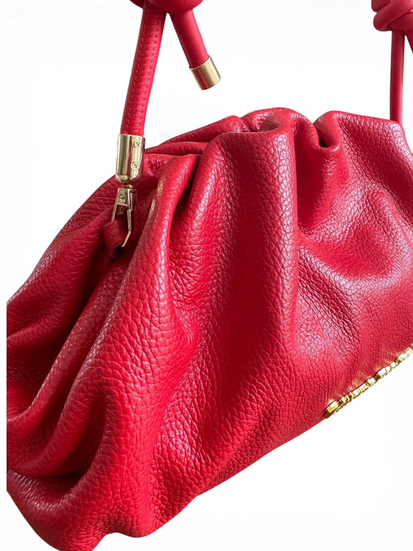 Borsa pouch in pelle martellata,