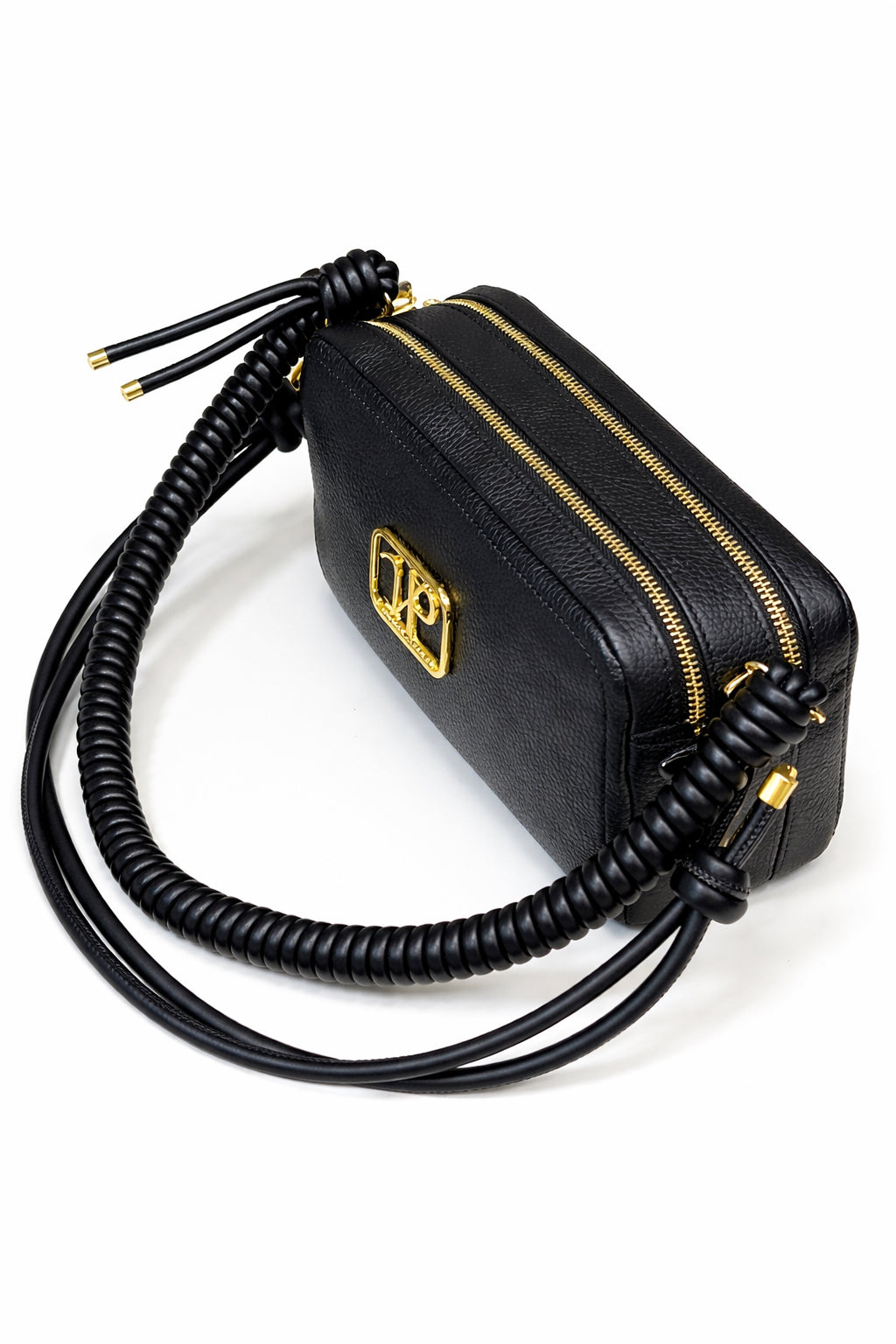Borsa “Saponetta” doppia zip in pelle martella