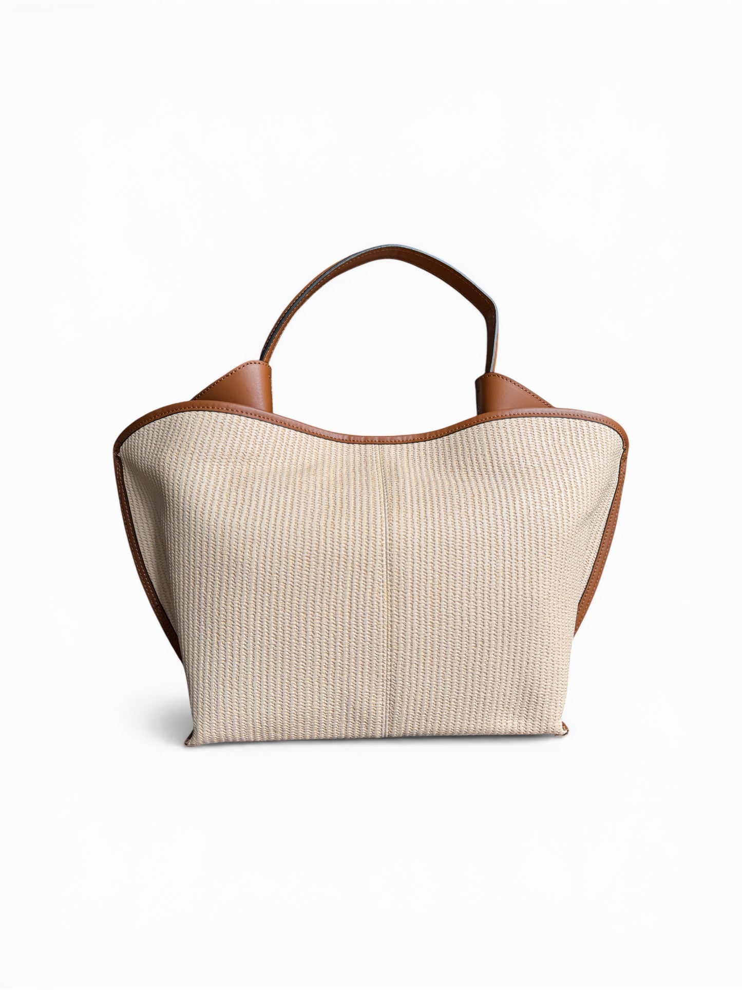 Borsa a mano in pelle e rafia