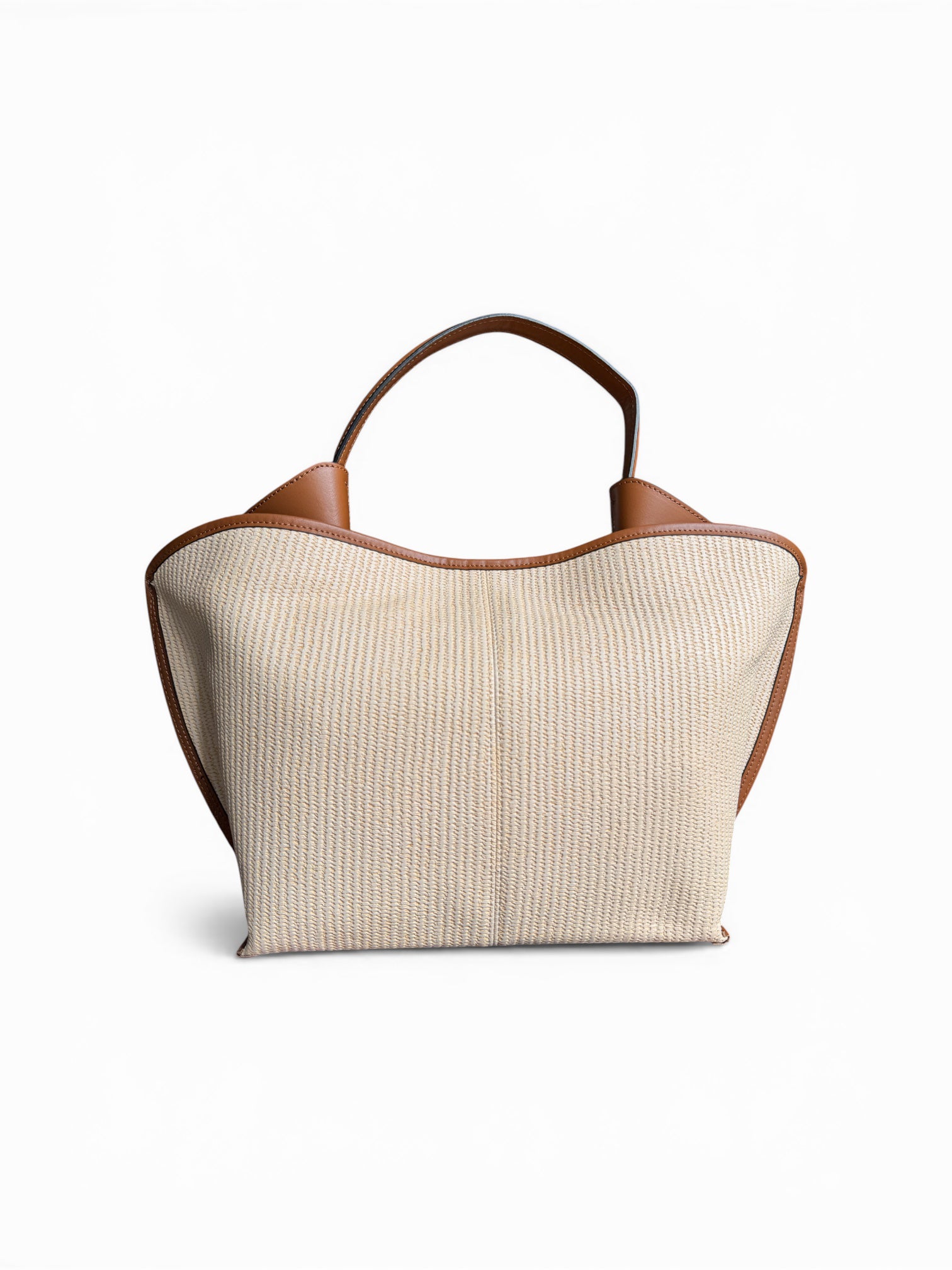 Borsa a mano in pelle e rafia