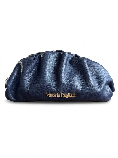Borsa pouch in pelle martellata,