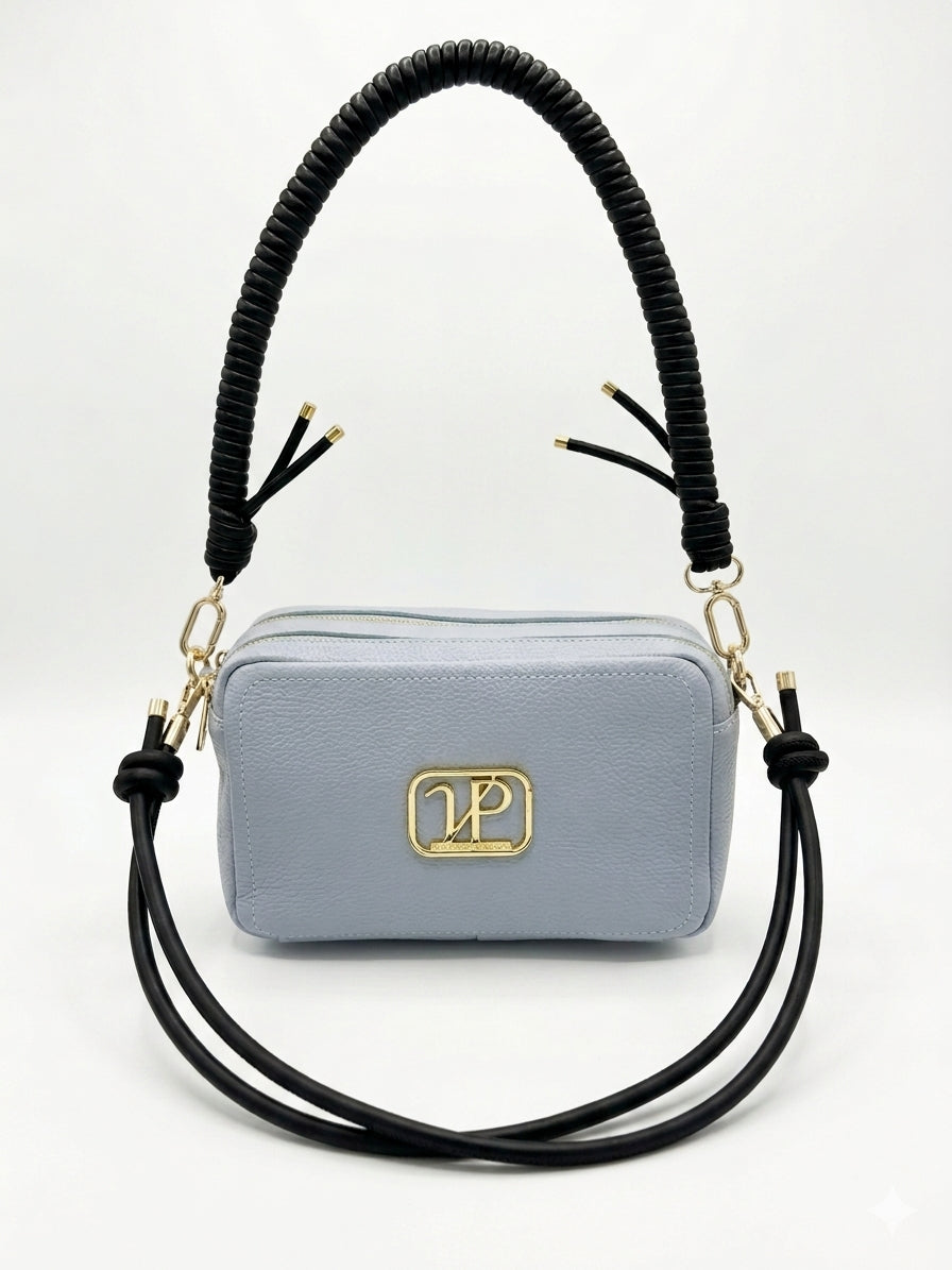 Borsa “Saponetta” doppia zip in pelle martellata