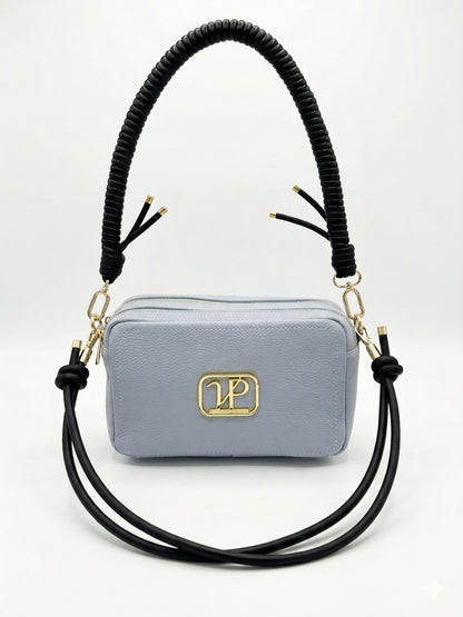Borsa “Saponetta” doppia zip in pelle martellata