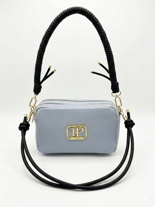 Borsa “Saponetta” doppia zip in pelle martellata
