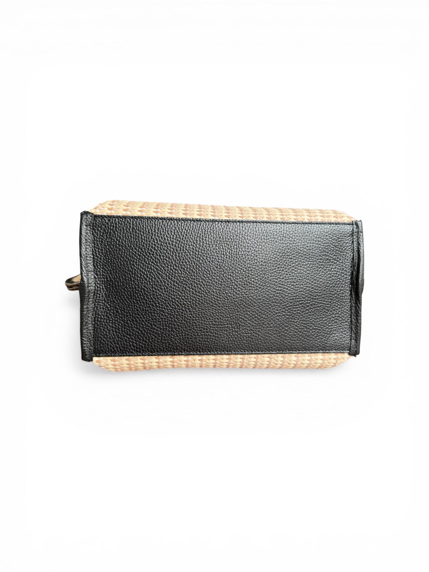 Borsa a mano in pelle e rafia