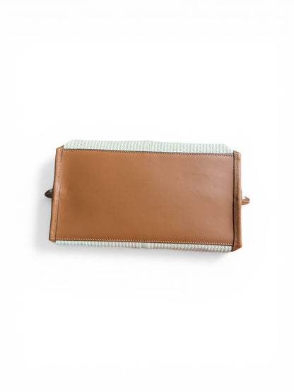 Borsa a mano in pelle e rafia