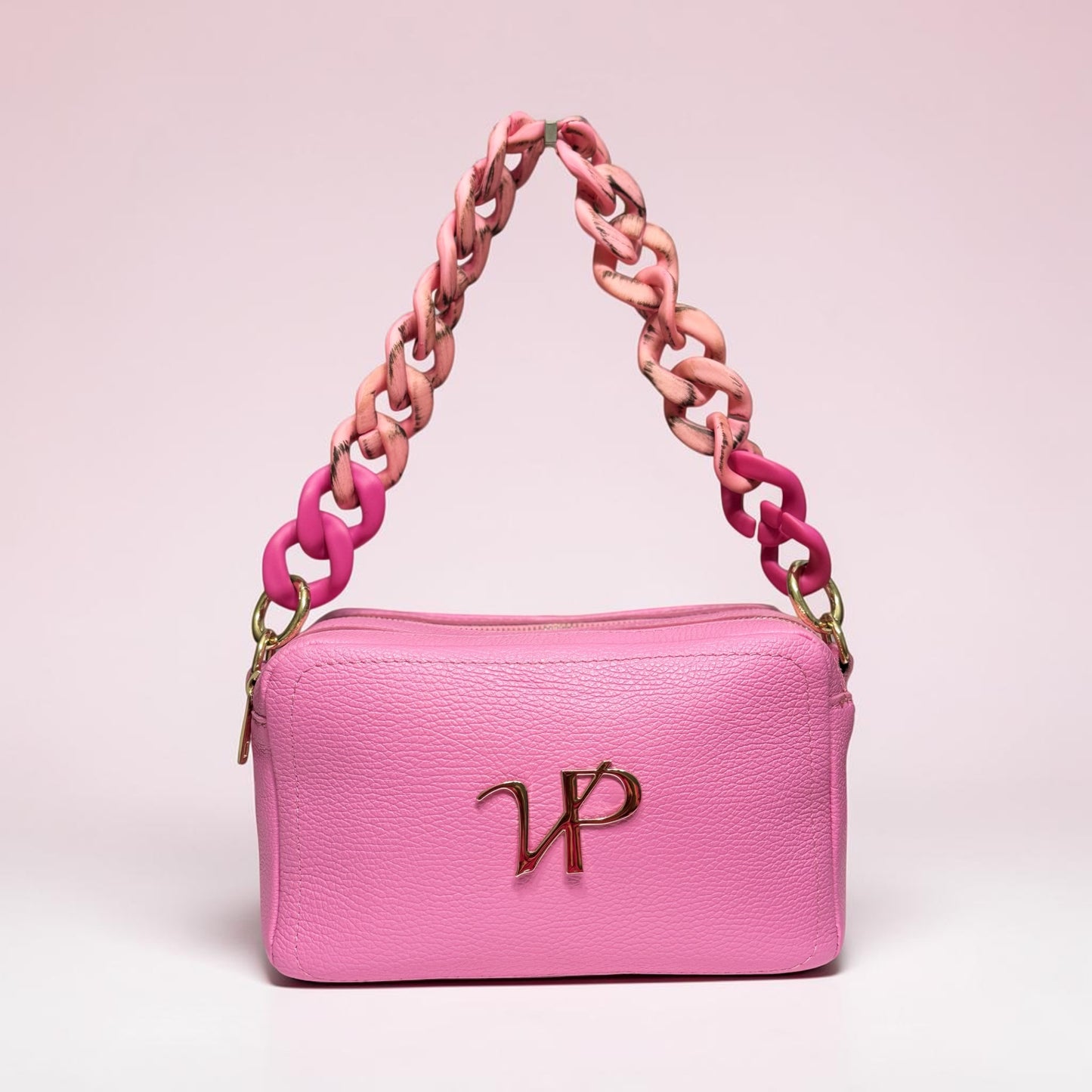 Borsa “Saponetta” doppia zip in pelle martellata