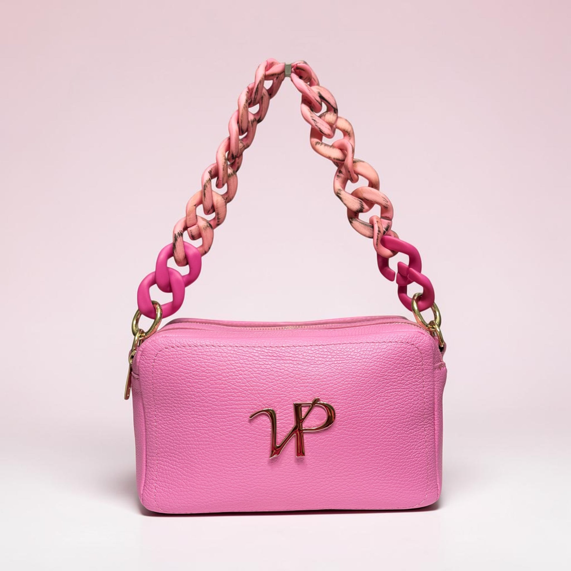 Borsa “Saponetta” doppia zip in pelle martellata