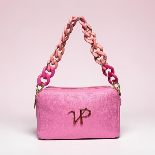 Borsa “Saponetta” doppia zip in pelle martellata