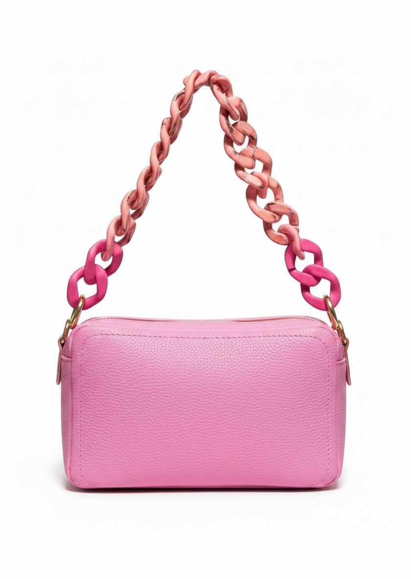 Borsa “Saponetta” doppia zip in pelle martellata