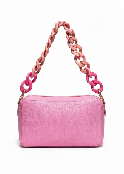 Borsa “Saponetta” doppia zip in pelle martellata