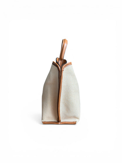 Borsa a mano in pelle e rafia