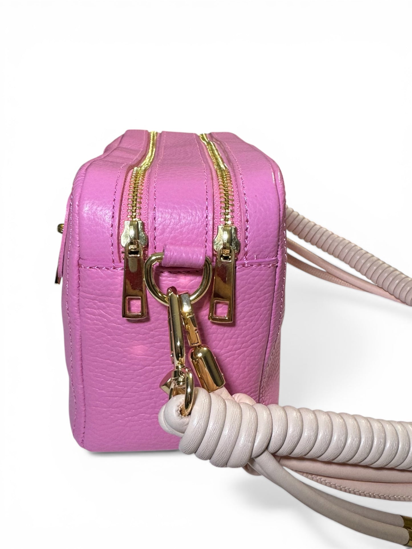 Borsa “Saponetta” doppia zip in pelle martellata