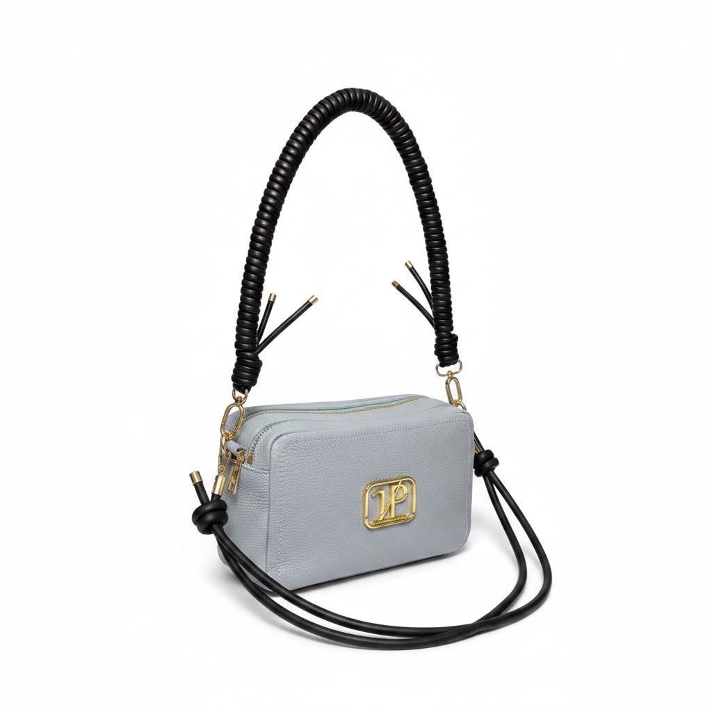 Borsa “Saponetta” doppia zip in pelle martellata