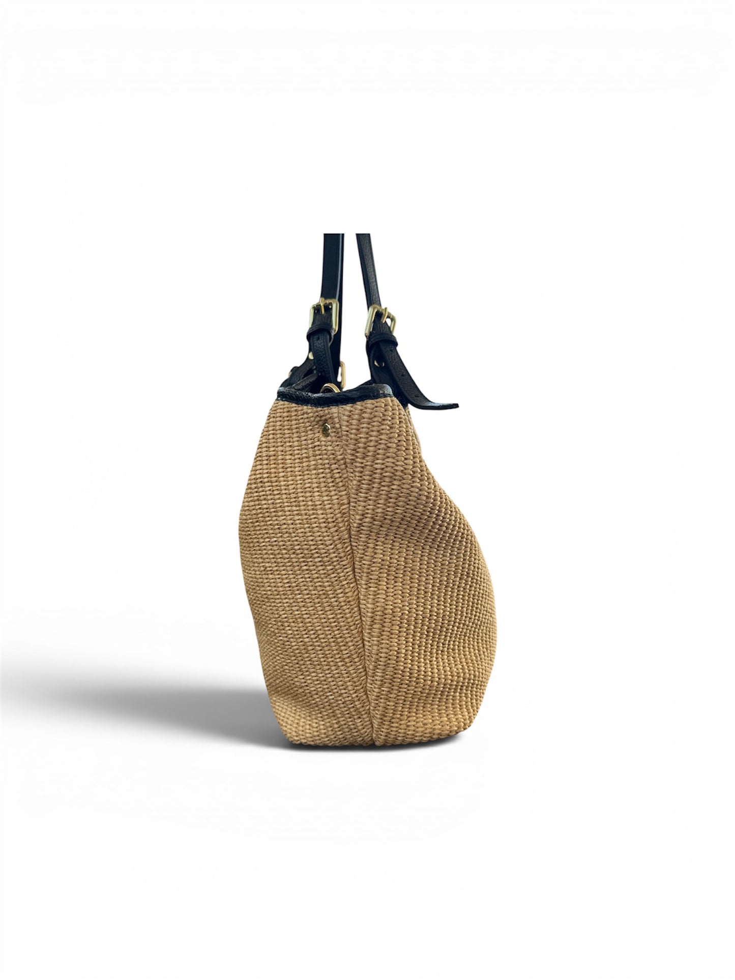 Borsa in rafia e pelle