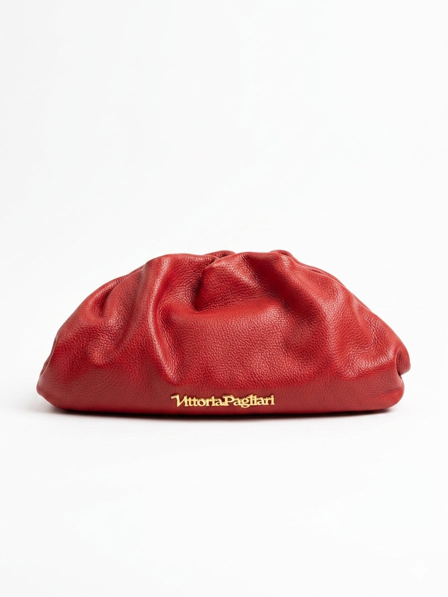 Borsa pouch in pelle martellata,