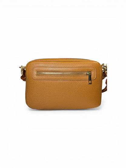 Borsa “Saponetta” doppia zip in pelle martellata