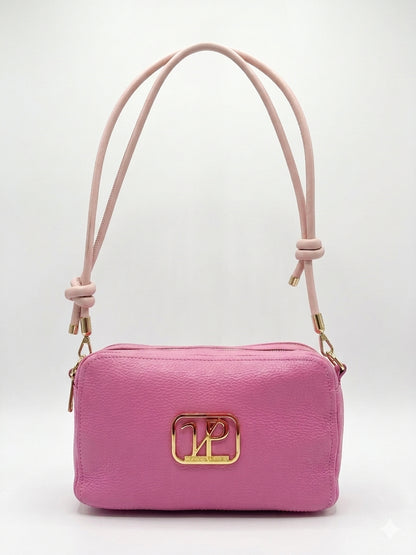 Borsa “Saponetta” doppia zip in pelle martellata